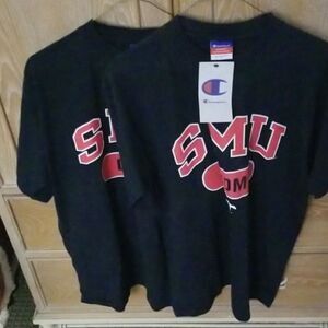 Champion Blue T-Shirt with Red SMU Design! Ladies And Mens! MOM AND DAD!